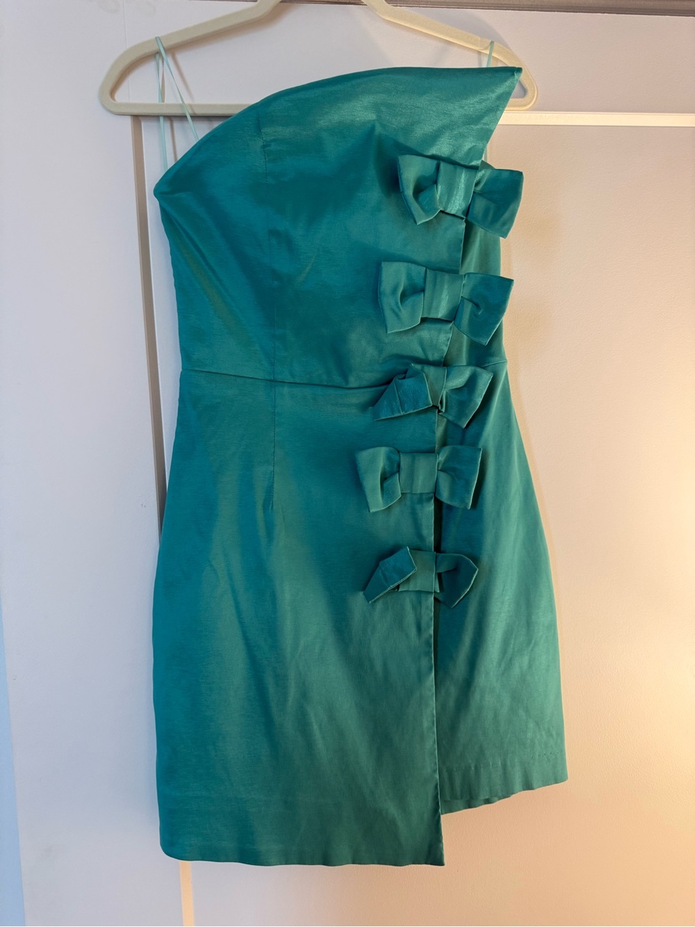 Karlie Teal One-Shoulder Bow-Accent Dress